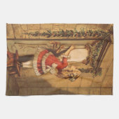 ヴィンテージビクトリアンクリスマスガールぶら下がったズ・アガーランド キッチンタオル (横)