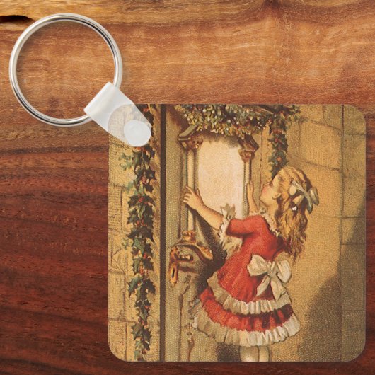 ヴィンテージビクトリアンクリスマスガールぶら下がったズ・アガーランド キーホルダー (正面)