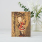 ヴィンテージビクトリアンクリスマスガールぶら下がったズ・アガーランド シーズンポストカード (スタンド正面)