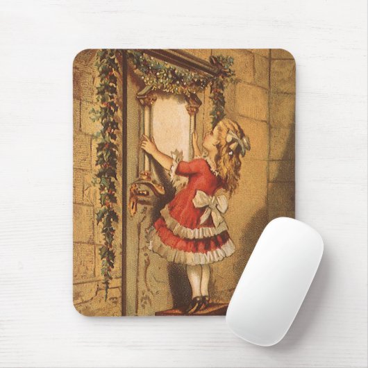 ヴィンテージビクトリアンクリスマスガールぶら下がったズ・アガーランド マウスパッド (マウス)