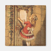 ヴィンテージビクトリアンクリスマスガールぶら下がったズ・アガーランド マグネット (正面)