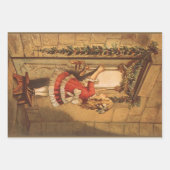 ヴィンテージビクトリアンクリスマスガールぶら下がったズ・アガーランド ラッピングペーパーシート (正面)