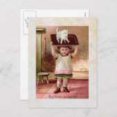 ヴィンテージビクトリアンクリスマスキャット1880s シーズンポストカード (正面/裏面)