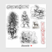 ヴィンテージビクトリアンクリスマスグリーティングサンタディア シール