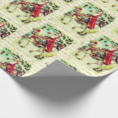ヴィンテージビクトリアンクリスマスサンタオンホース ラッピングペーパー (角)