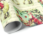 ヴィンテージビクトリアンクリスマスサンタオンホース ラッピングペーパー (ロールコーナー)