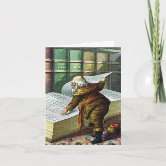 ヴィンテージビクトリアンクリスマスサンタクロース サンキューカード (正面)