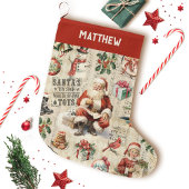 ヴィンテージビクトリアンクリスマスサンタクロース ラージクリスマスストッキング