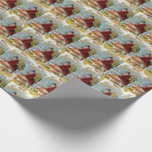 ヴィンテージビクトリアンクリスマスサンタコラージエフエメラ ラッピングペーパー (角)