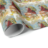 ヴィンテージビクトリアンクリスマスサンタコラージエフエメラ ラッピングペーパー