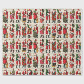 ヴィンテージビクトリアンクリスマスサンタパターンスクリプト ラッピングペーパー (フラット)