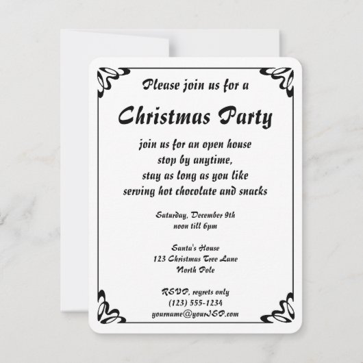 ヴィンテージビクトリアンクリスマスツリーパーティの招待状 招待状 (裏面)