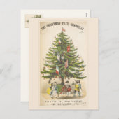 ヴィンテージビクトリアンクリスマスツリーホリデーカード シーズンポストカード (正面/裏面)