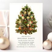 ヴィンテージビクトリアンクリスマスツリーホリデーパーティー 招待状