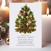 ヴィンテージビクトリアンクリスマスツリーホリデーパーティー 招待状