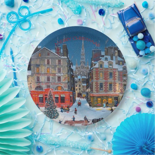 ヴィンテージビクトリアンクリスマスビレッジ ペーパープレート (パーティー)