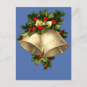 ヴィンテージビクトリアンクリスマスベルカード、シール シーズンポストカード (正面)