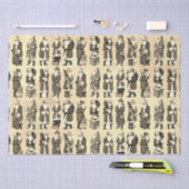 ヴィンテージビクトリアンクリスマスベージュサンタパターン 薄葉紙 (クラフト)