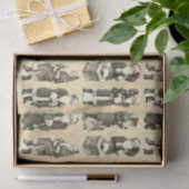 ヴィンテージビクトリアンクリスマスベージュサンタパターン 薄葉紙 (ギフト)