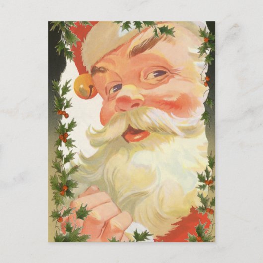 ヴィンテージビクトリアンクリスマスホリ葉ーズ縁ど シーズンポストカード (正面)
