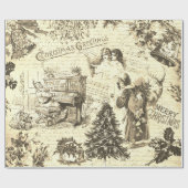 ヴィンテージビクトリアンクリスマスミュージックサンタベージュ ラッピングペーパー (フラット)