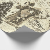 ヴィンテージビクトリアンクリスマスミュージックサンタベージュ ラッピングペーパー (角)