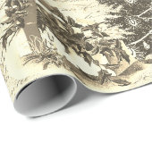 ヴィンテージビクトリアンクリスマスミュージックサンタベージュ ラッピングペーパー (ロールコーナー)