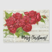 ヴィンテージビクトリアンクリスマスレッドローズブーケカード (正面)