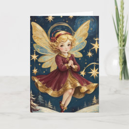 ヴィンテージビクトリアンクリスマス妖精パーソナライズ文字 カード