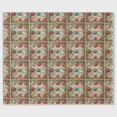 ヴィンテージビクトリアンクリスマス猫オーナメントパイン ラッピングペーパー (フラット)