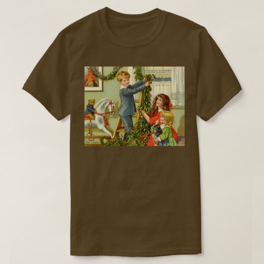 ヴィンテージビクトリアンクリスマス飾子供向け Tシャツ (デザイン正面)