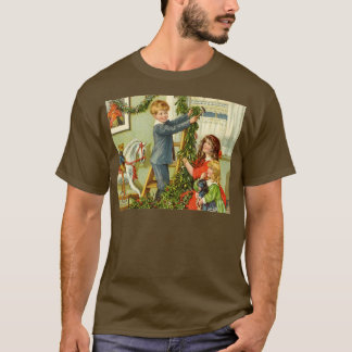 ヴィンテージビクトリアンクリスマス飾子供向け Tシャツ