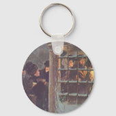 ヴィンテージビクトリアンクリスマス、パーティーの人々 キーホルダー (正面)