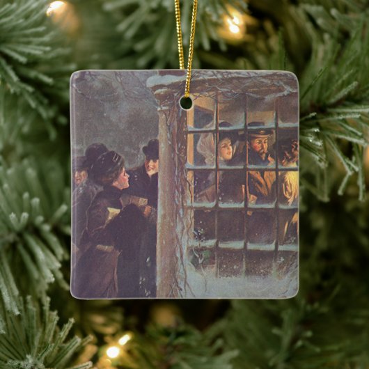 ヴィンテージビクトリアンクリスマス、パーティーの人々 セラミックオーナメント (ツリー)