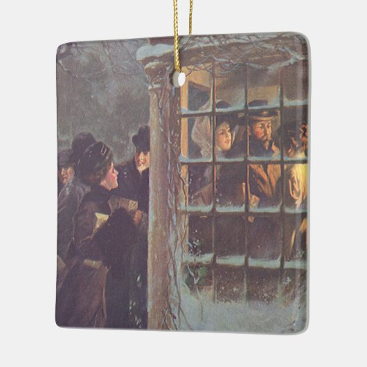 ヴィンテージビクトリアンクリスマス、パーティーの人々 セラミックオーナメント (左)