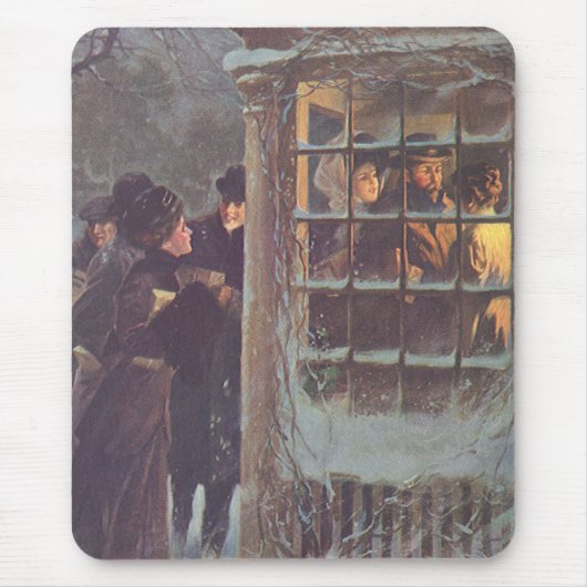 ヴィンテージビクトリアンクリスマス、パーティーの人々 マウスパッド (正面)