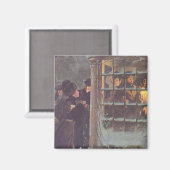 ヴィンテージビクトリアンクリスマス、パーティーの人々 マグネット (正面/裏面)