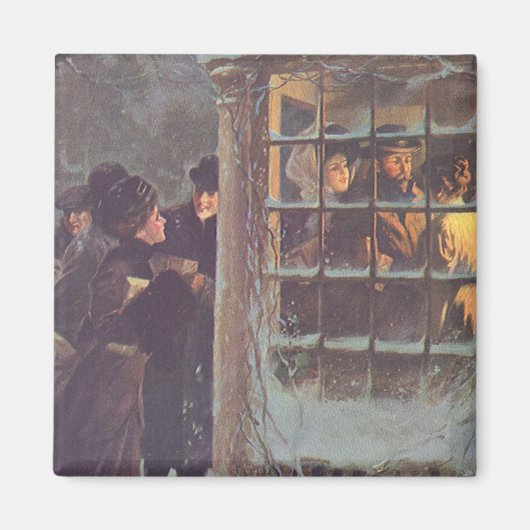 ヴィンテージビクトリアンクリスマス、パーティーの人々 マグネット (正面)