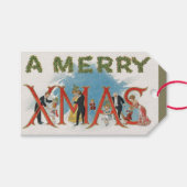 ヴィンテージビクトリアンクリスマス、メリークリスマスパーティー ギフトタグ (正面(横))