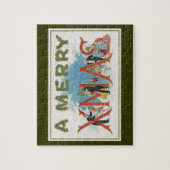 ヴィンテージビクトリアンクリスマス、メリークリスマスパーティー ジグソーパズル (縦)