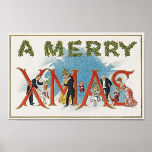 ヴィンテージビクトリアンクリスマス、メリークリスマスパーティー ポスター (正面)