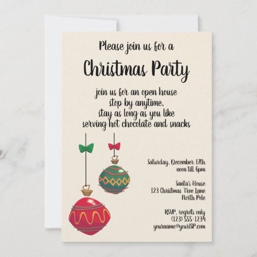 ヴィンテージビクトリアンクリスマス 招待状 (裏面)