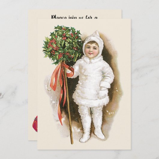 ヴィンテージビクトリアンクリスマス 招待状 (正面/裏面)