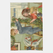 ヴィンテージビクトリアンクリスマ飾ス キッチンタオル (縦)