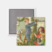 ヴィンテージビクトリアンクリスマ飾ス マグネット (正面/裏面)