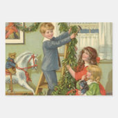 ヴィンテージビクトリアンクリスマ飾ス ラッピングペーパーシート (正面3)
