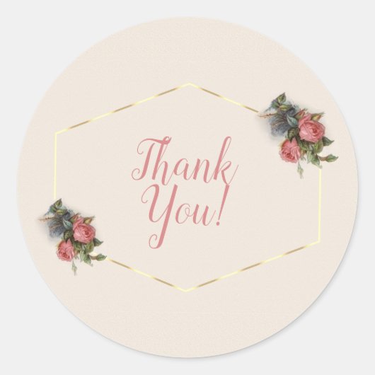 ヴィンテージビクトリアンクリムゾンピンクのバラ ラウンドシール (正面)