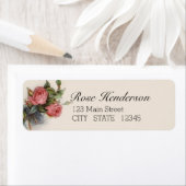 ヴィンテージビクトリアンクリムゾンピンクローズ差出人住所 ラベル (インサイチュ)