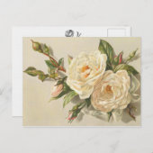 ヴィンテージビクトリアンクリーミーホワイトローズブーケ ポストカード (正面/裏面)