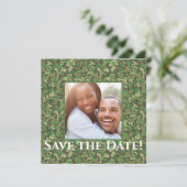 ヴィンテージビクトリアングリーンアイビー日付の保存 カード (スタンド正面)